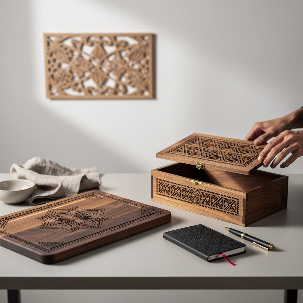 Custom Laser Engraving Company Fort Worth - engraved cutting boards, wooden boxes, and personalized home decor items